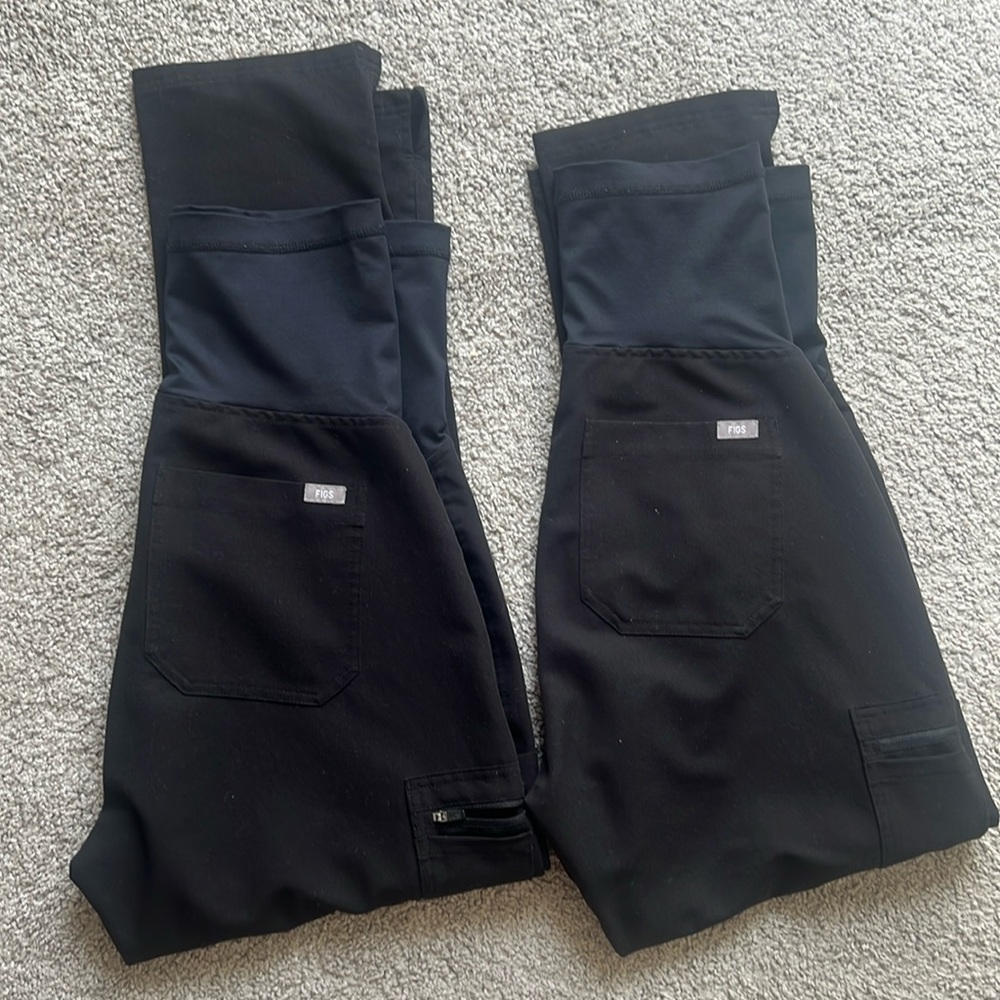 FIGS MATERNITY SCRUBS SET OF 2 PETITE SMALL BLACK